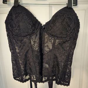 Black lace corset and tights - fits 36DD/ Large